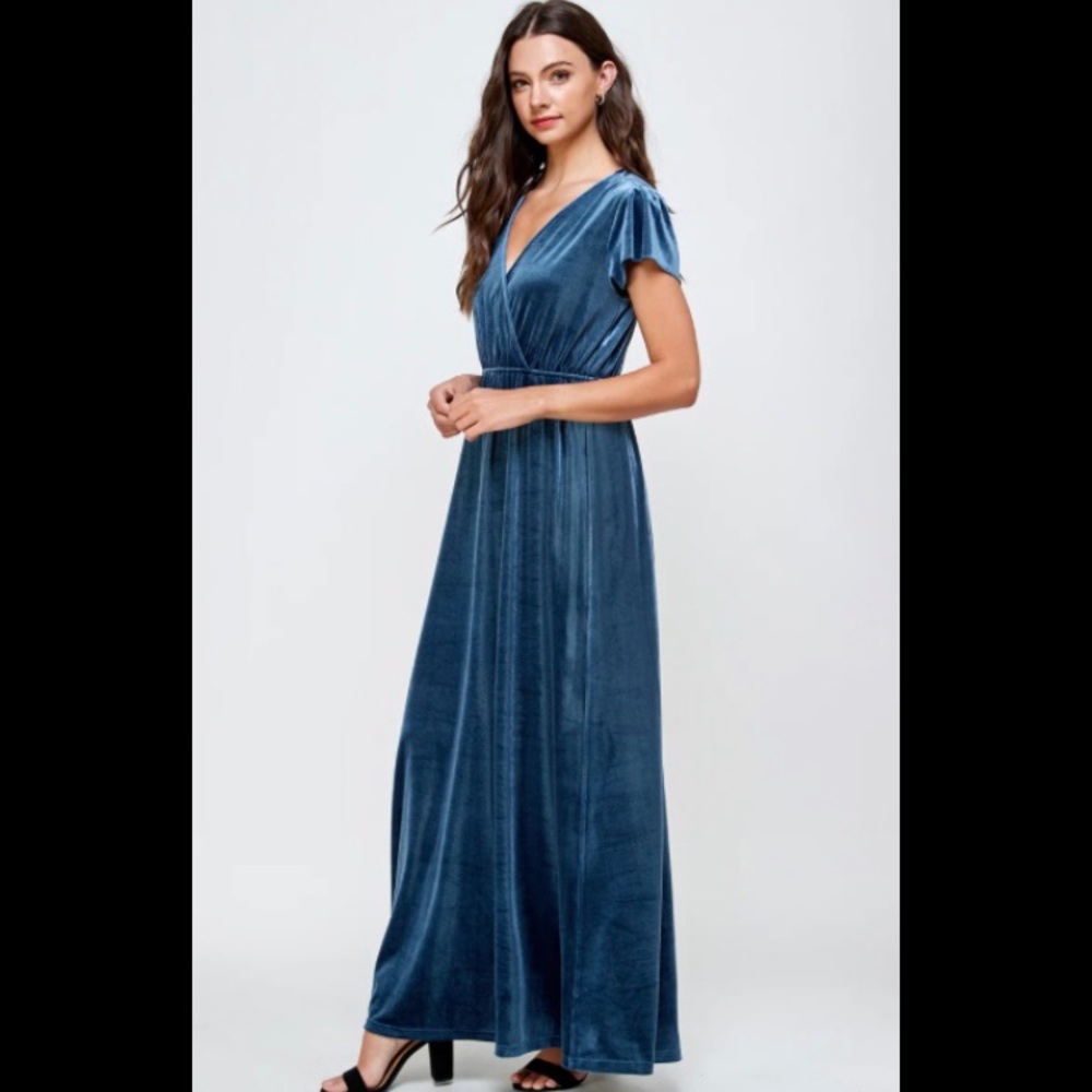 NWT Blue velvet maxi dress